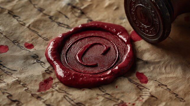 Wax seal marks a document with the letter C.