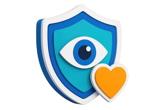 Layered shield emblem with eye and heart
