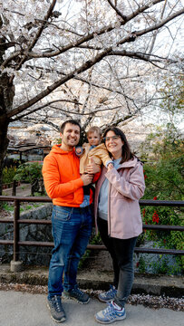 Tourists enjoying cherry blossoms on The Philosopher's Path