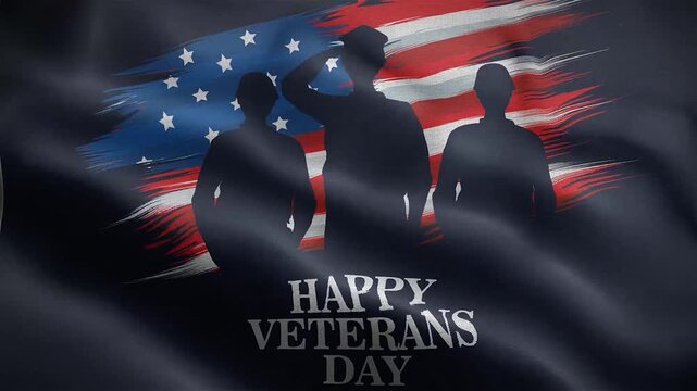 American Flag Waving With Military Silhouettes For Veterans Day Celebration video stars stripes soldier armed forces patriotic nationalism usa united states