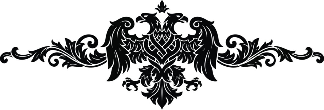 Decorative Heraldic Double Headed Eagle Ornament Design.