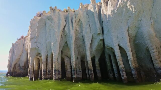 Crowley Lake Stone Columns glow vibrant at sunset