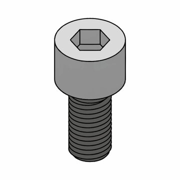 Professional of a Gray Hex Socket Head Cap Screw with Threaded Shaft for Industrial Use with high quality professional line art symbols for modern creative design and digital branding projects