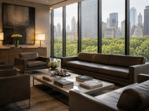 Luxury Executive Office Lounge with Park View Windows