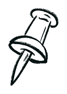 Thumbtack Icon Crayon Chalk Drawing Vector