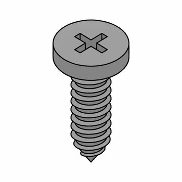 Professional of a Grey Metal Phillips Head Machine Screw with Sharp Point and Threads with high quality professional line art symbols for modern creative design and digital branding projects
