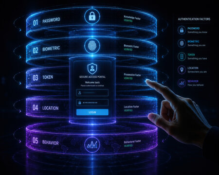 Biometric Authentication Cylinder Menu Selection Interface