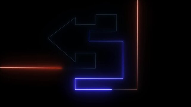 Modern abstract glowing arrows forming a left bracket shape