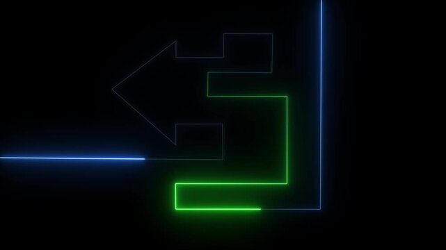 Abstract glowing arrows forming a maze path on dark background