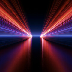 Fototapeta premium Brilliant light trails sweep through a futuristic space with remarkable speed. Curved glowing paths create a vivid sense of endless motion. Clean abstract vector illustration.