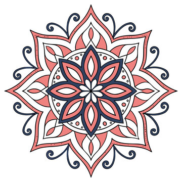 Colorful hand drawn floral mandala circular ornate pattern