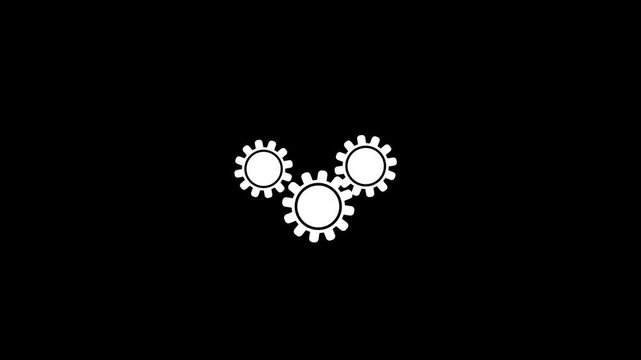 Three Rotating Gears Cog Wheel Loop Motion Graphics Animation - System Workflow and Technology Icon