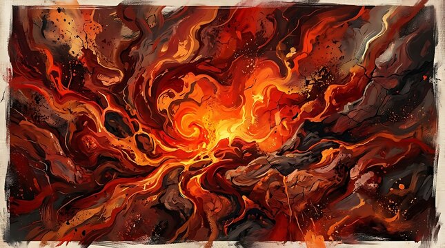 Fiery cosmic explosion in deep space. Dramatic swirling galaxy with intense heat and energy bursts.