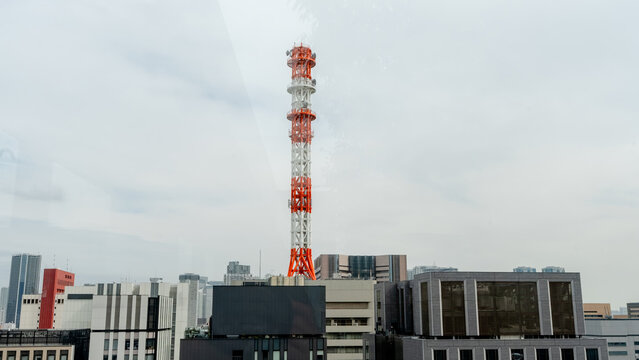 View of red and white tower from Tokyo sky garden