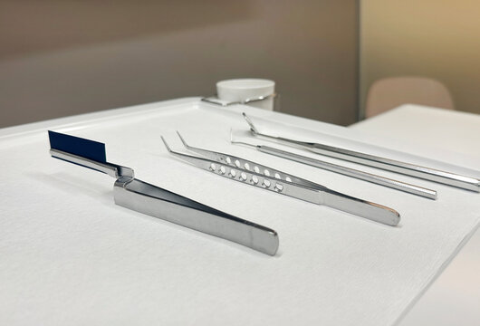 Dentist tools ready on the tray at the dentist's office