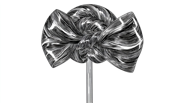 Decorative lollipop with bow engraving illustration, lollipop.
