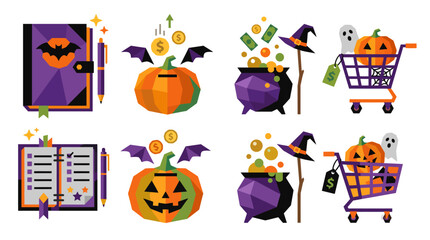 Fototapeta premium Halloween Carpool schedule icon geometric low-poly illustration