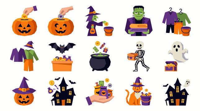 Halloween Donation drive icon geometric low-poly illustration