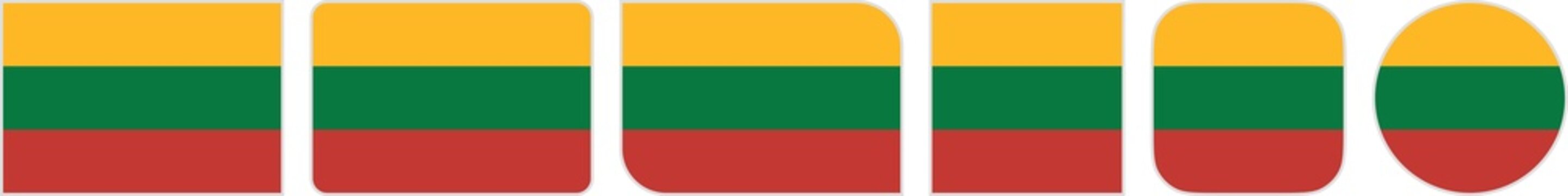 Lithuania flags clipart icon set in circle square rectangle rounded squircle and round diagonal corner shapes with border on transparent background