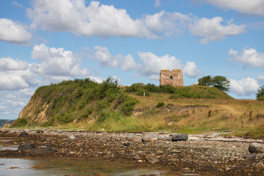 Medieval Kal&oslash; Castle Ruins Overlooking Kal&oslash; Vig, Denmark