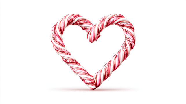 Decorative heart shape made from twisted red and white striped candy.