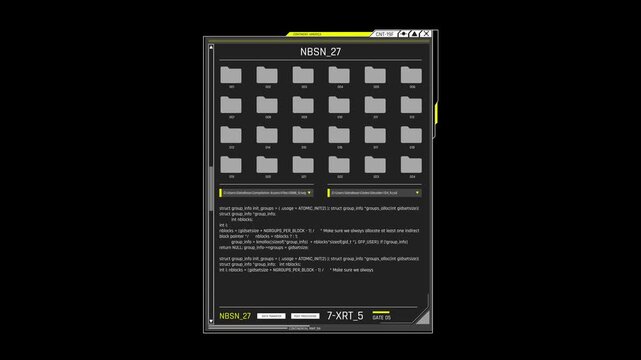 Futuristic File Browser Interface With Folder Directory Source Code Console And System Process Monitor
