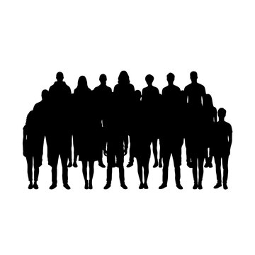 Group of people standing together silhouette style