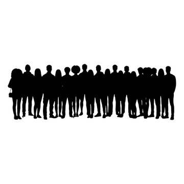 Silhouette crowd of people standing together outdoors