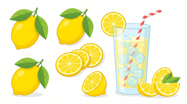 Fresh lemons and glass of homemade lemonade with ice and lemon slices on wooden table for summer recipe and healthy drink concept kitchen utensile lemon juice day lemon squeezer