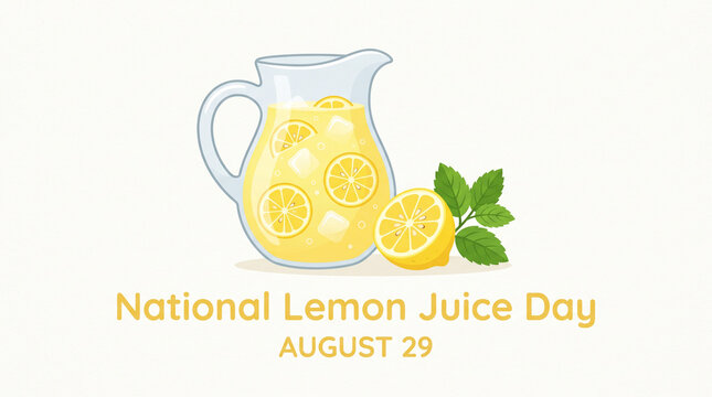 National lemon juice day celebration illustration with fresh lemons pitcher glasses for summer beverage recipe concept kitchen utensil summer drink vitamin c lemonade rec