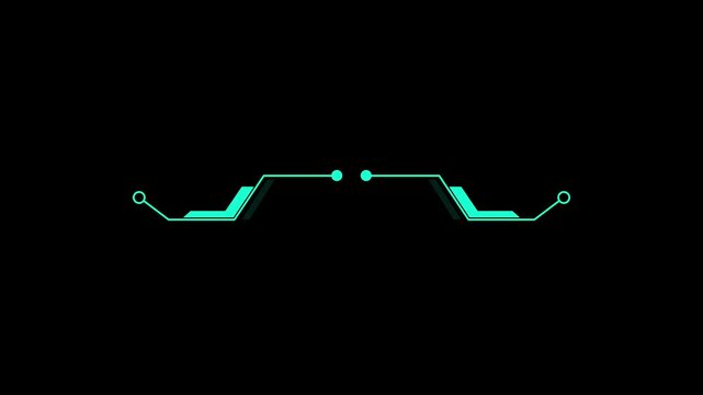 Cyan futuristic callout line HUD divider tech interface element on dark background 4k