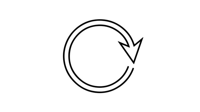 Minimalist black and white circular arrow icon pointing clockwise on a transparent background for design use.