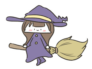 ほうきに乗って飛ぶ魔女