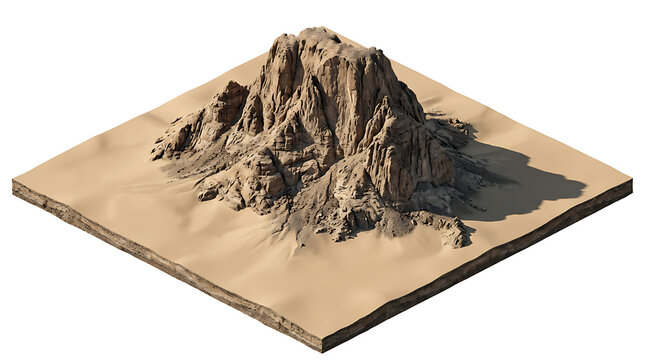 Isometric desert mountain icon isolated on white background digital art