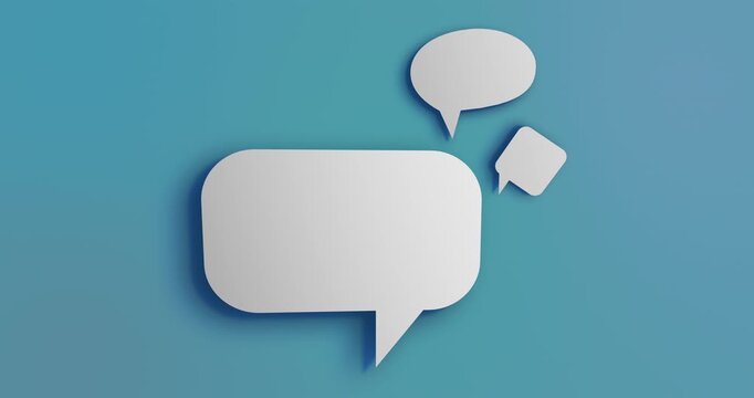 Speech Bubbles Communication Chat Conversation Icon on Blue Minimal Paper Cutout Background