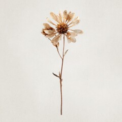 Obraz premium Delicate dried daisy against a neutral background, showcasing its texture.