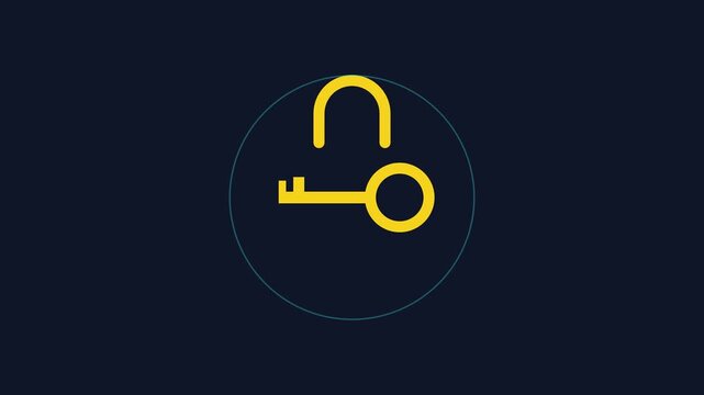 Minimalist lock and key animation: digital security and privacy concept for cybersecurity and data protection projects 4k