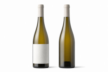 Obraz premium Two bottles of white wine are displayed against a plain white background.