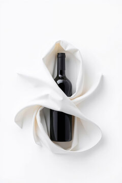 red wine bottle on white background