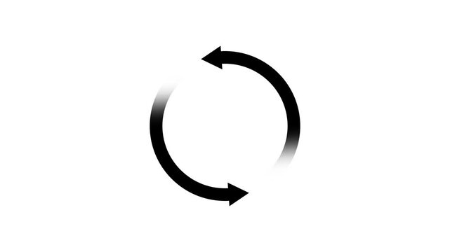 Circular arrow rotating on white background looping animation sequence
