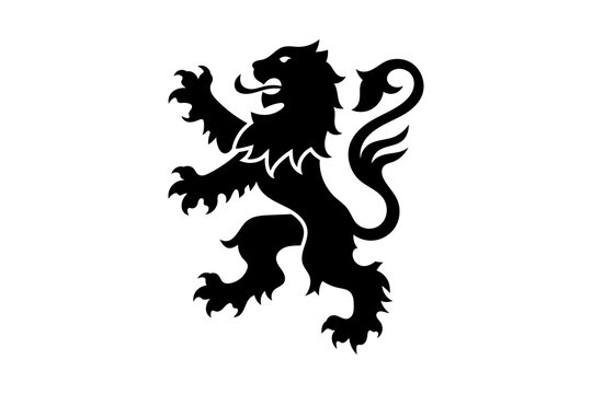 Black Rampant Lion Emblem with Royal Crest isolated on transparent background crest royal heraldry heraldic kingdom