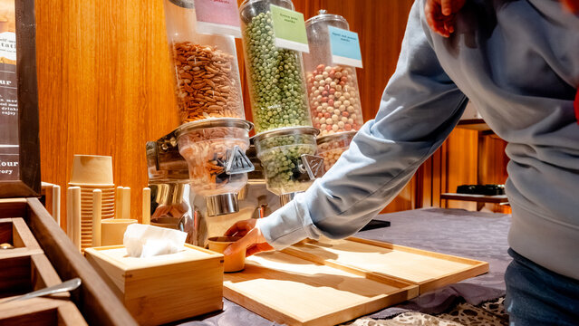 Hotel breakfast counter with snack dispensers