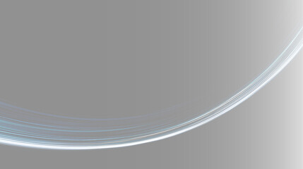 Abstract glowing silver orbital arc on black background, futuristic light trace overlay. Minimalist dark steel blue horizon backdrop, modern space science presentation slide design PNG © Creative Lab