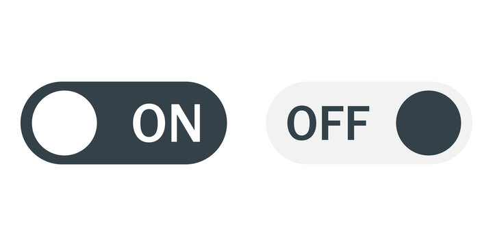 On and off toggle switch buttons for mobile application interface and web design