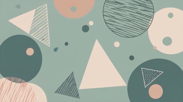 Abstract Geometric Pattern with Overlapping Circles and Triangles in Pastel Hues shapes