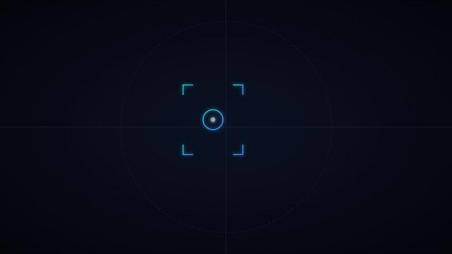 Digital hud target interface with scanning radar scope and reticle overlay for sci-fi ui and tech motion animation 4k