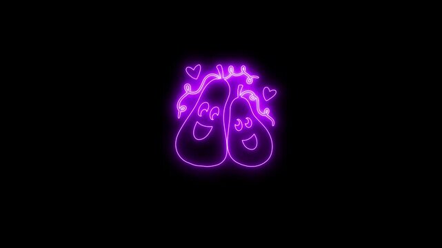 Glowing Purple Neon Halloween Pumpkin Face Animation on Black Background 4K