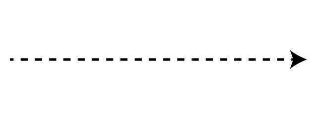 Simple black dashed line with an arrow pointing to the right side © Risad