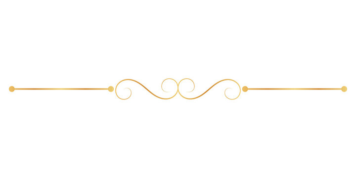 Elegant gold swirl line divider with dots for wedding invitations and luxury stationery designs