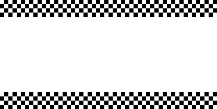 Black and white checkered flag border pattern on top and bottom